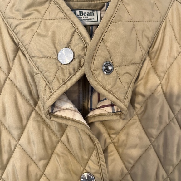 LL Bean Vest Women’s Large Tan Quilted Utility Field Hunting Plaid Lined NWOT - Picture 2 of 10
